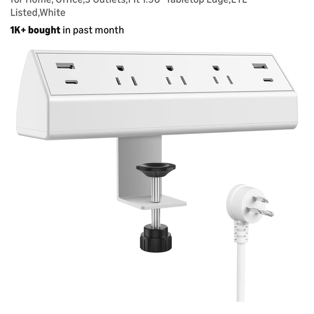White Power Strip with USB Ports